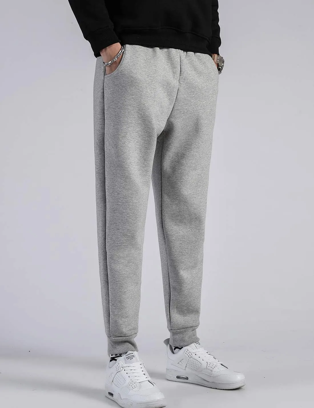 PEHMEA Men's Winter Fleece Pants Sherpa Lined Sweatpants Active Running Jogger Pant