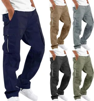 Plus Size Cargo Pant for Men Fashion Hiking Pants Casual Workout Joggers Multi Pockets Cargo Pant with Zipper Pocket