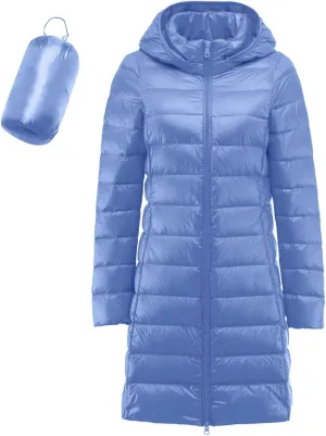 Puffer Jacket Womens Women's Down Jackets & Parkas Long Women Down Packable Ultralight Long Hooded Jacket Puffer Parka Coat Womens Black Puffer Jacket Waterproof Winter Parkas for Women