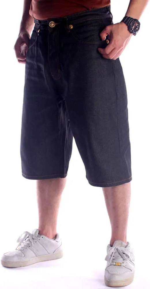 QBO Men's Cool Shorts Washed Jeans Denim Baggy Shorts