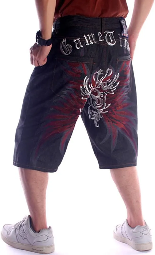 QBO Men's Cool Shorts Washed Jeans Denim Baggy Shorts
