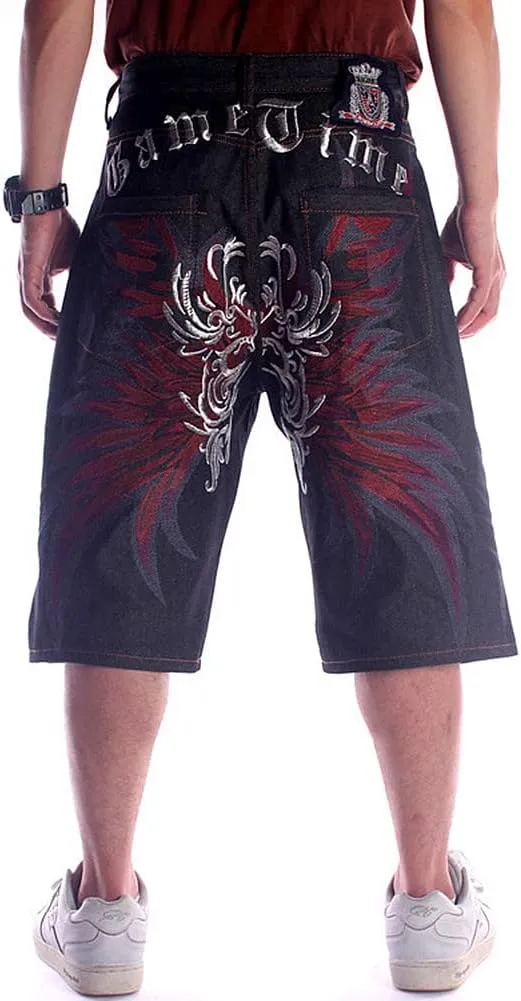 QBO Men's Cool Shorts Washed Jeans Denim Baggy Shorts