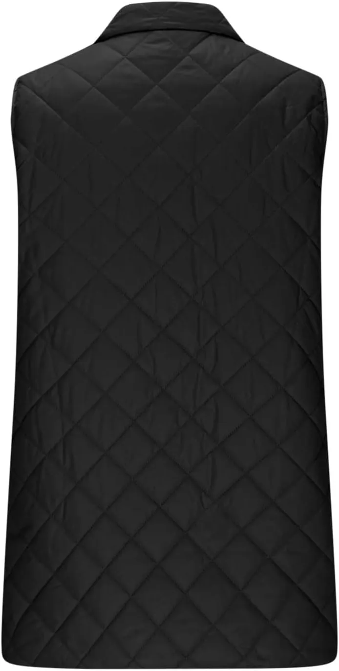 Quilted Vest Women Mid Length Puffer Vest Lightweight Down Jacket Zip up Padded Coat Warm Outerwear Fashion Outfits