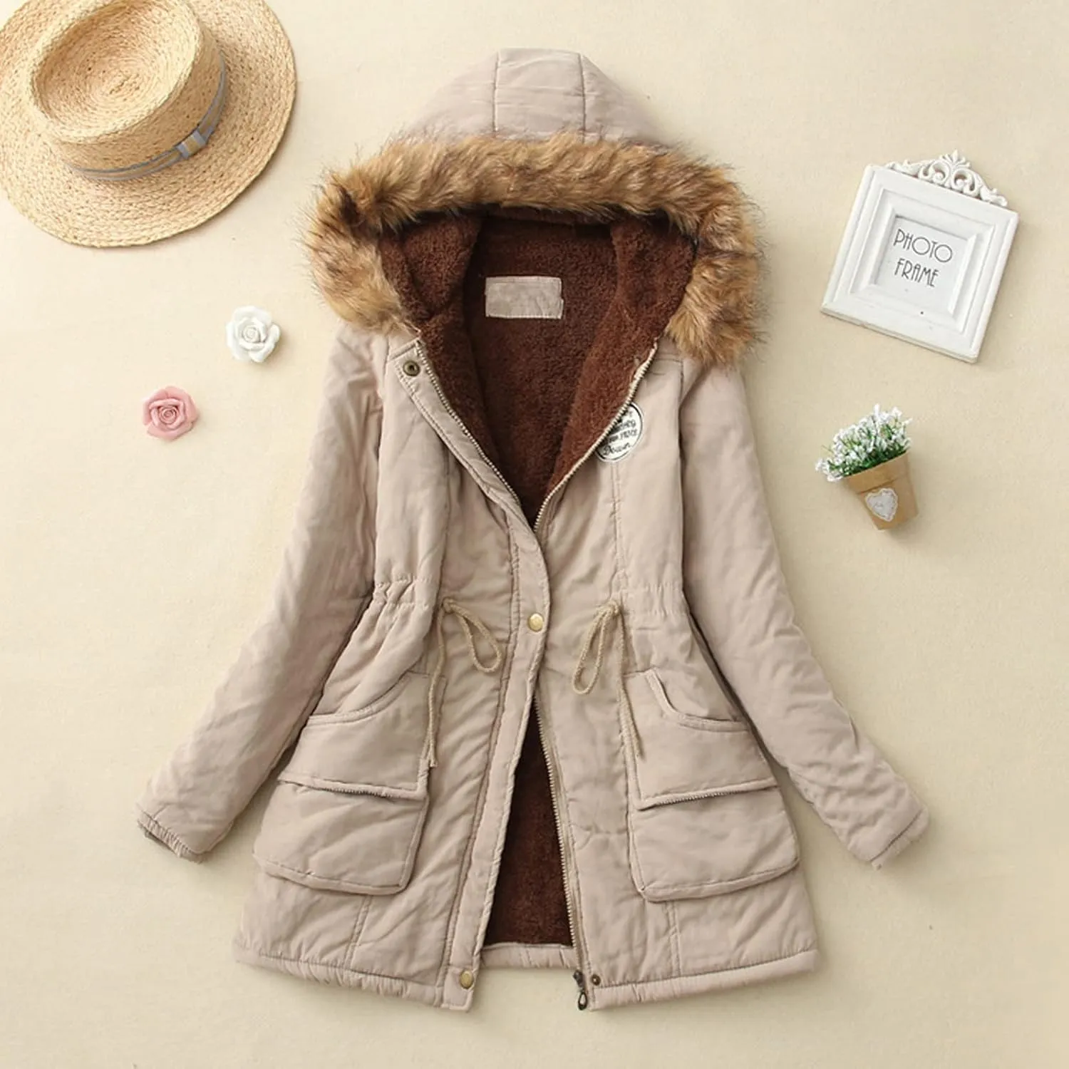 QWENTMTNTY Womens Winter Jacket Fancy Casaul Winter Jackets Outdoor Camping Casual Plus Size Jackets Fleece Lined Jacket
