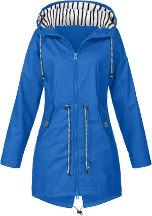 Rain Coats Women 2024 Trendy Windbreaker Jackets Waterproof Outerwear Overcoat Lightweight Outdoor Hooded Trench Coat