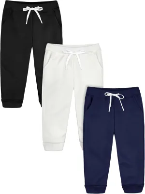 Resinta 3 Pack Toddler and Baby Girls Fleece Sweatpants Casual Pull On Jogger Sweatpants with Pockets Drawstring for Girls