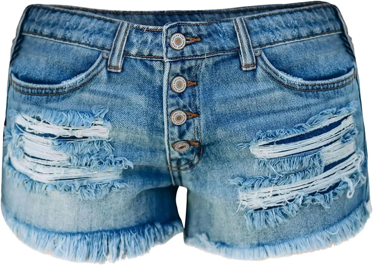 Ripped Jean Shorts Women High Waisted Stretchy Denim Shorts Frayed Raw Hem Distressed Cut Off Short Pants