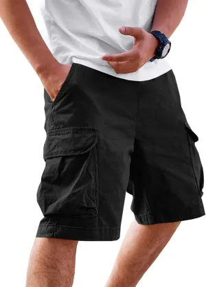 Runcati Mens Cargo Shorts Chino Cotton Drawstring Casual Shorts Summer Twill Outdoor Short Pants