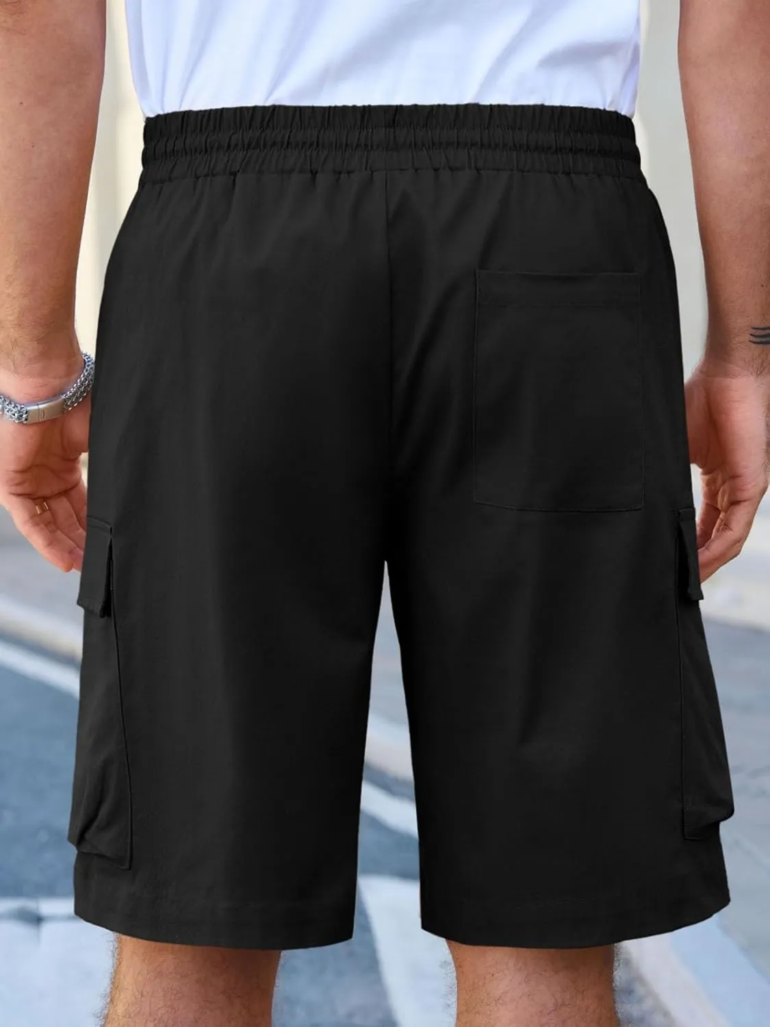 Runcati Mens Cargo Shorts Chino Cotton Drawstring Casual Shorts Summer Twill Outdoor Short Pants