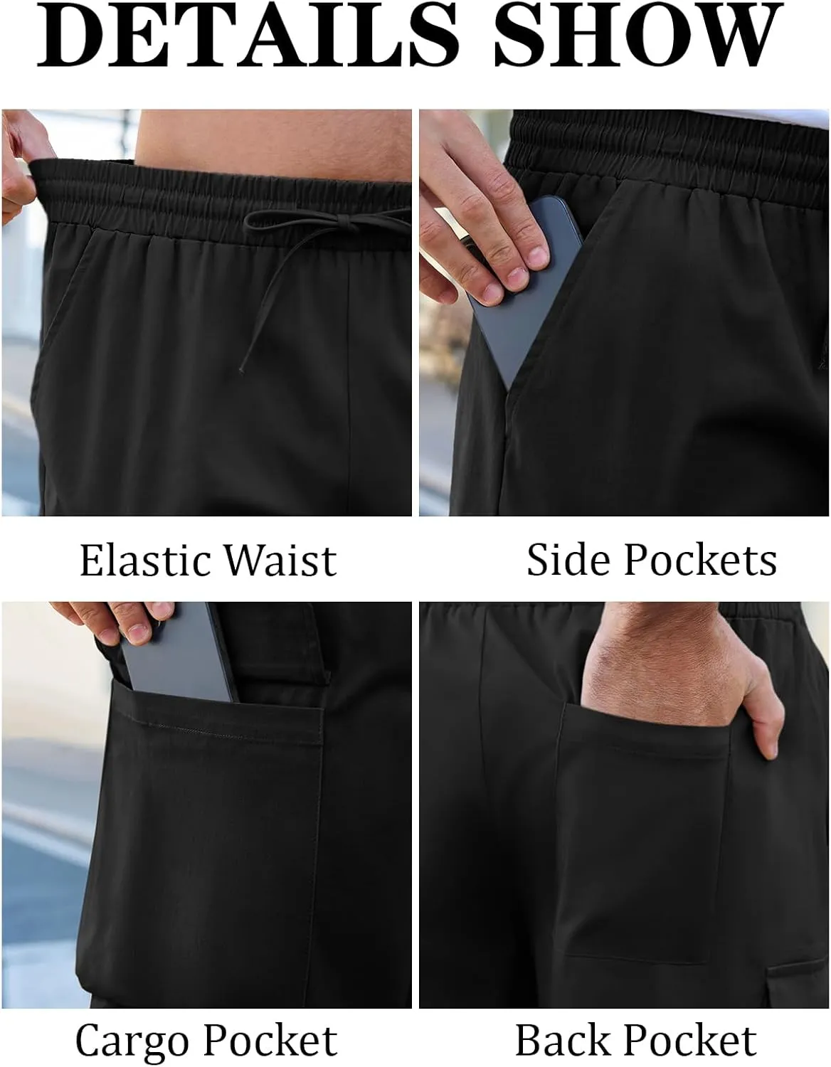 Runcati Mens Cargo Shorts Chino Cotton Drawstring Casual Shorts Summer Twill Outdoor Short Pants