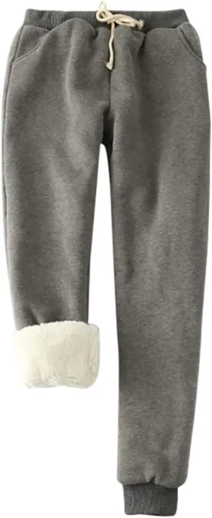 sdbrld Fleece Lined Joggers Women,Womens Sherpa Lined Sweatpants Winter Solid Athletic Running Soft Fleece Pants Sweatpants