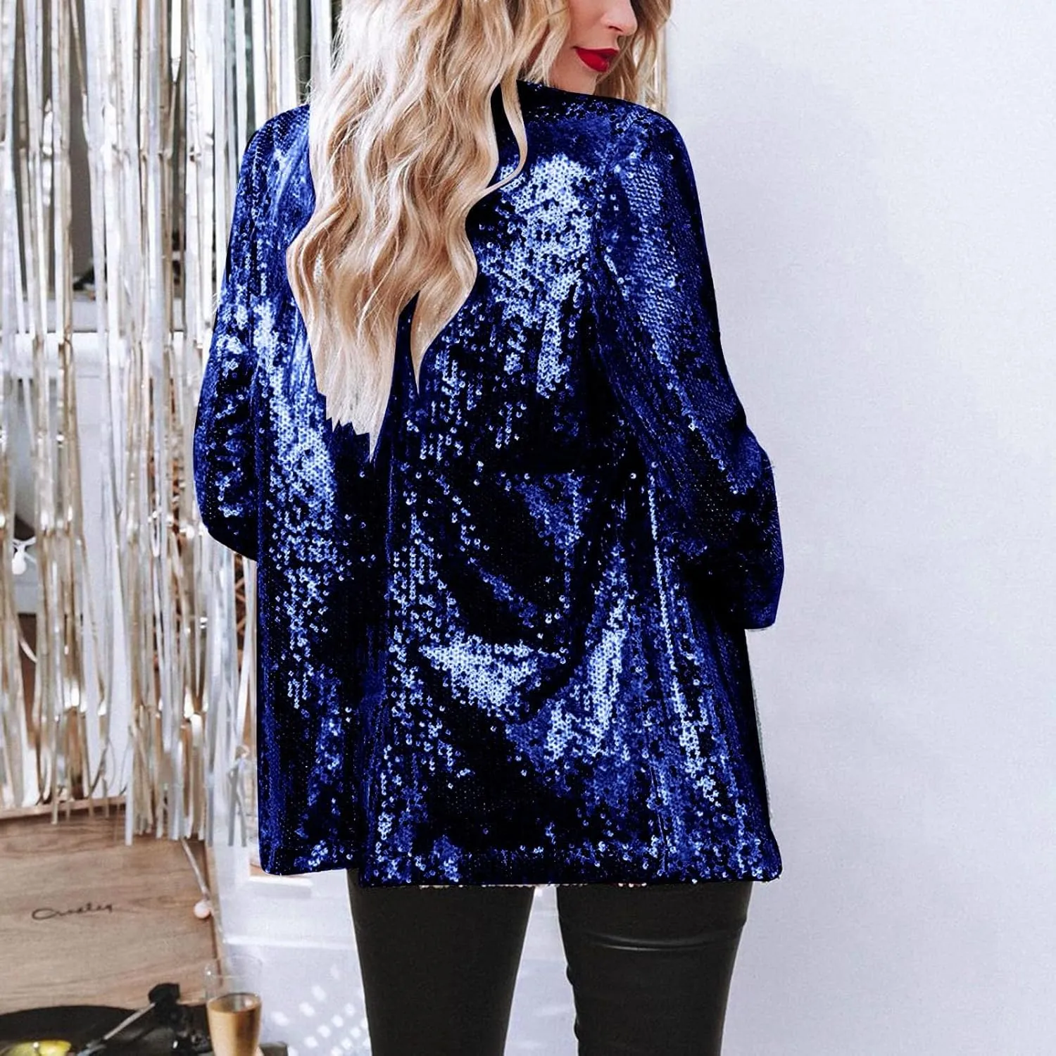 Sequin Blazers for Women Sparkly Party Long Sleeve Suit Jacket Open Front Glitter Blazer 2025 Shiny Cardigan Jackets