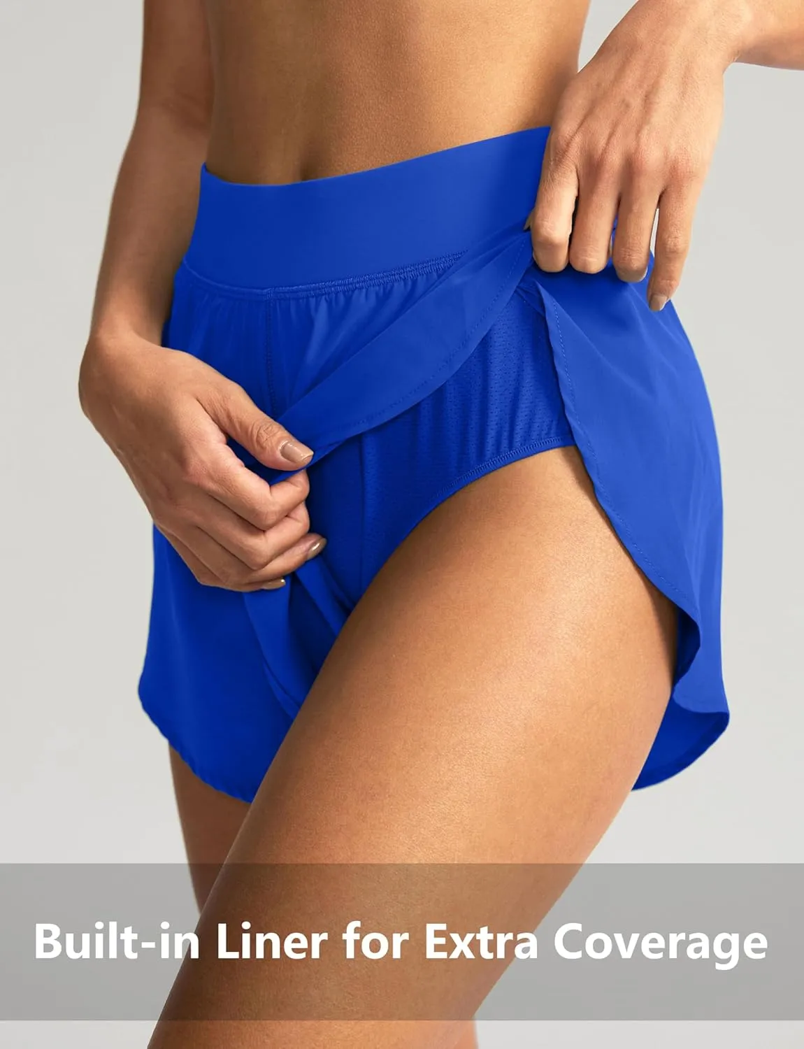 Soothfeel High Waisted Athletic Running Shorts for Women Dolphin Shorts High Split Quick Dry Gym Workout Shorts with Liner