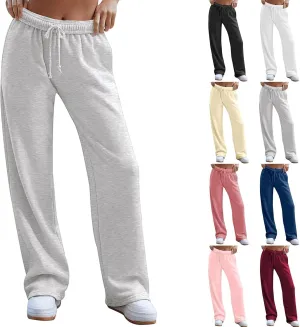 Straight Leg Sweatpant for Women Baggy Drawstring Waisted Workout Pants Lightweight Lounge Pants with Pockets