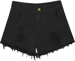 TANGNADE Denim Shorts Women Plus Size High Waisted Stretchy Casual Summer Frayed Raw Hem Trendy Jean Shorts with Pockets