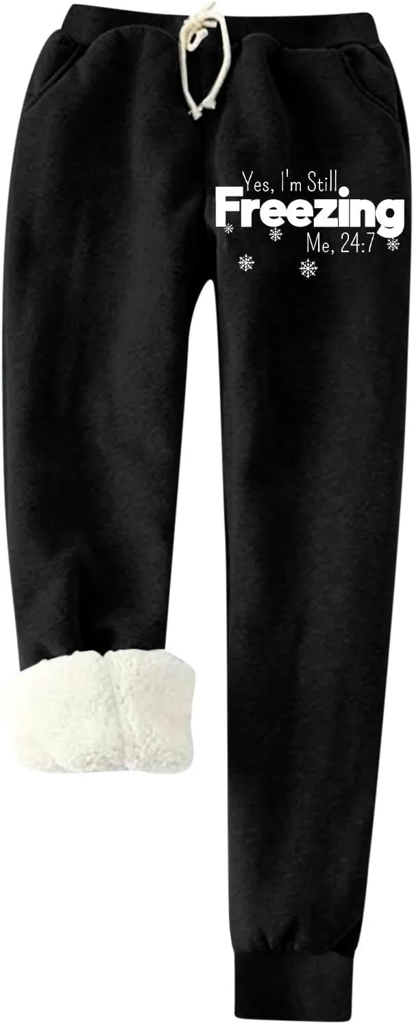 Thermal Tights for Women Fleece Lined Leggings Women Thick Sherpa Polar Lined Jogger Pants Printed Sweatpant Winter Thermal Athletic Lounge Jean Leggings