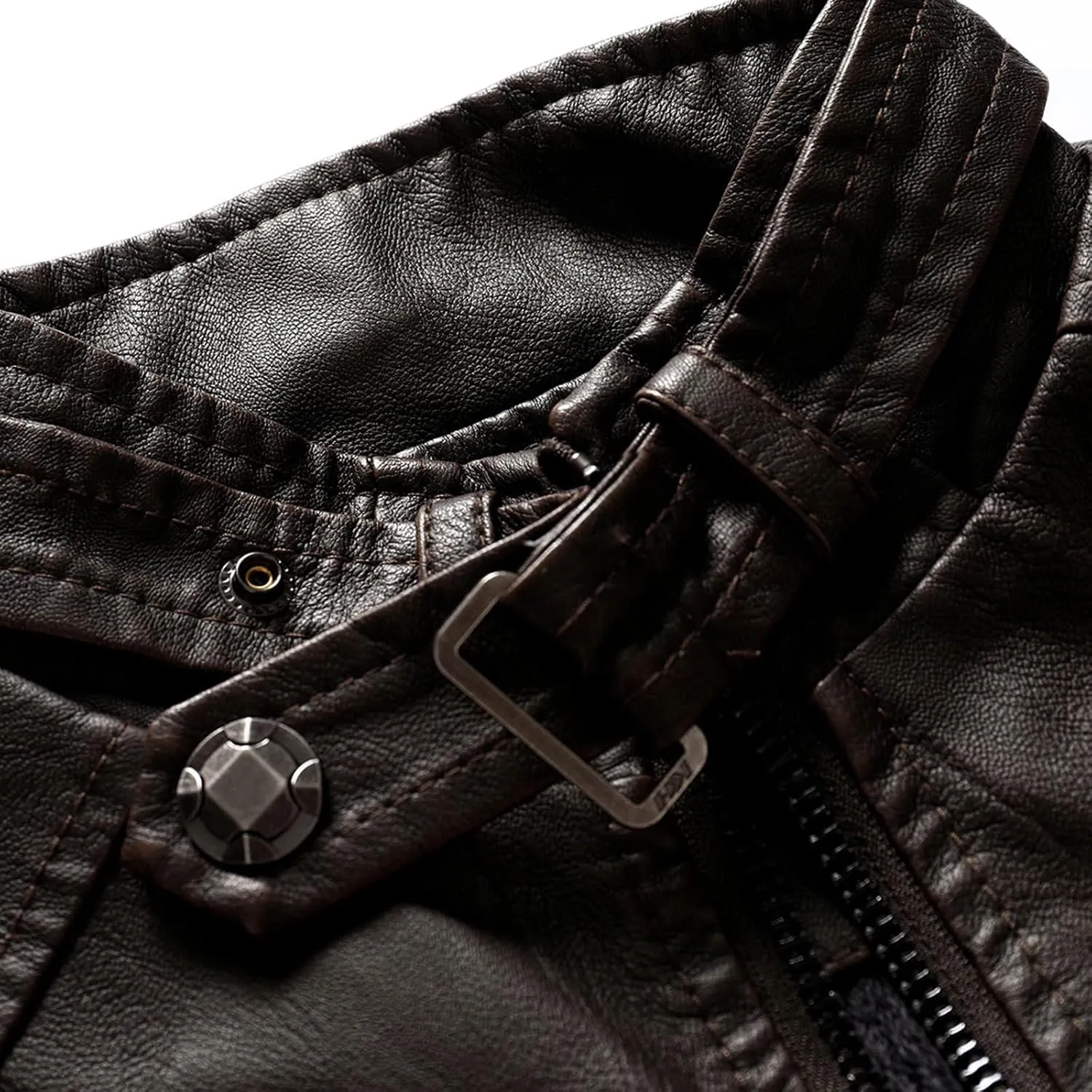 tuduoms Fleece Lined Moto Leather Jacket Men's Warm Winter Slim Fit Biker Coat Motorcycle Lapel Zip Up Sports Parka Jacket