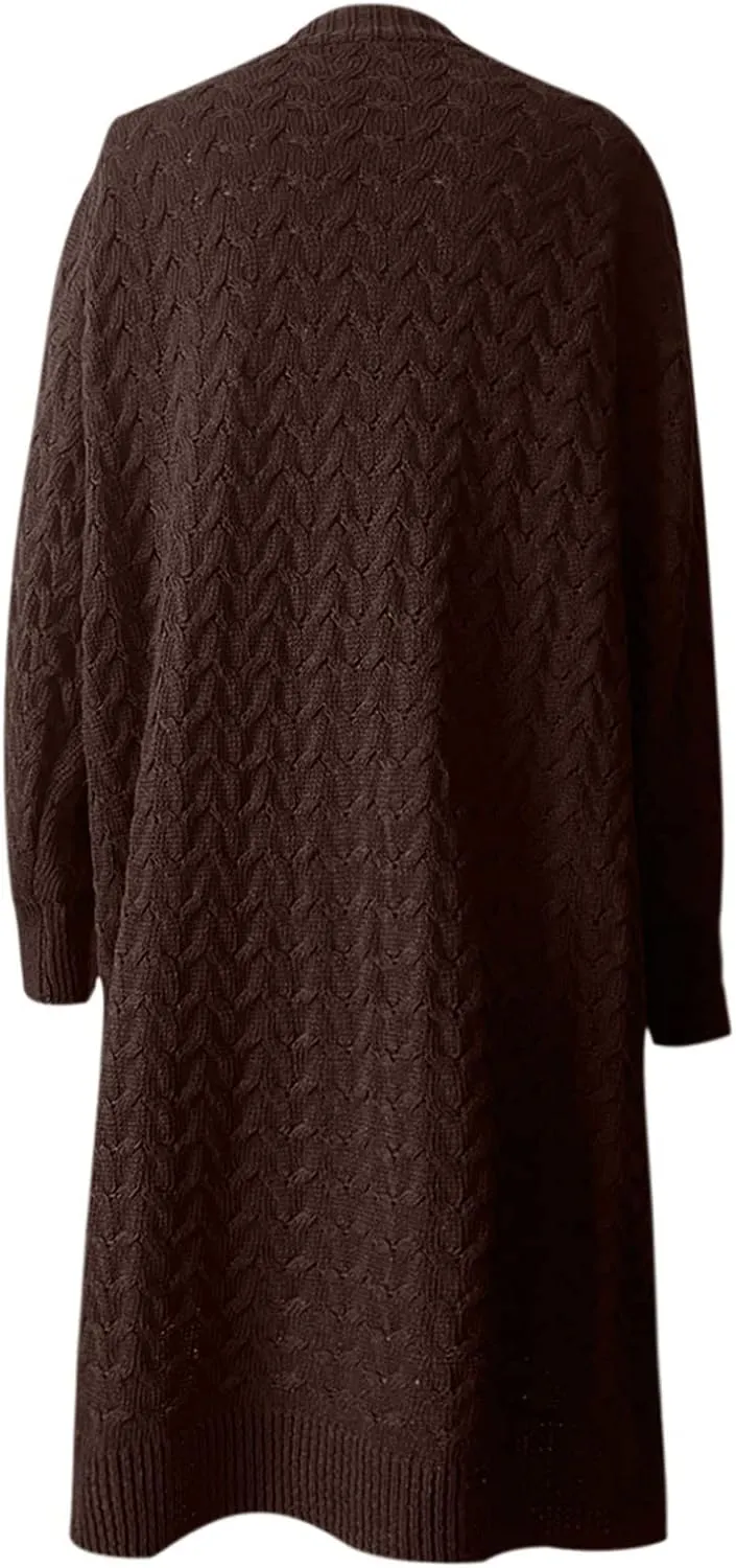 tuduoms Long Cardigans Women's Winter Chunky Knit Cardigan Sweaters Warm Thicken Button Down Long Overcoat Sweater Jackets