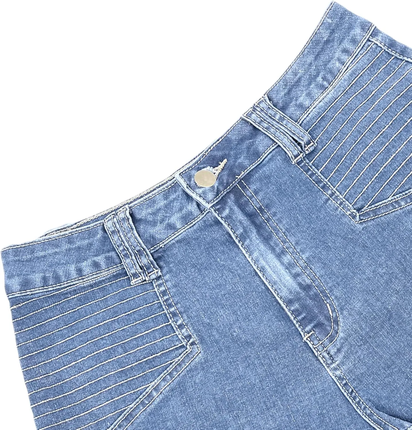 Uincloset Women's Summer Stretchy High Waist Denim Shorts Lightweiht Pocketed Jeans Shorts Streetwear Hot Shorts