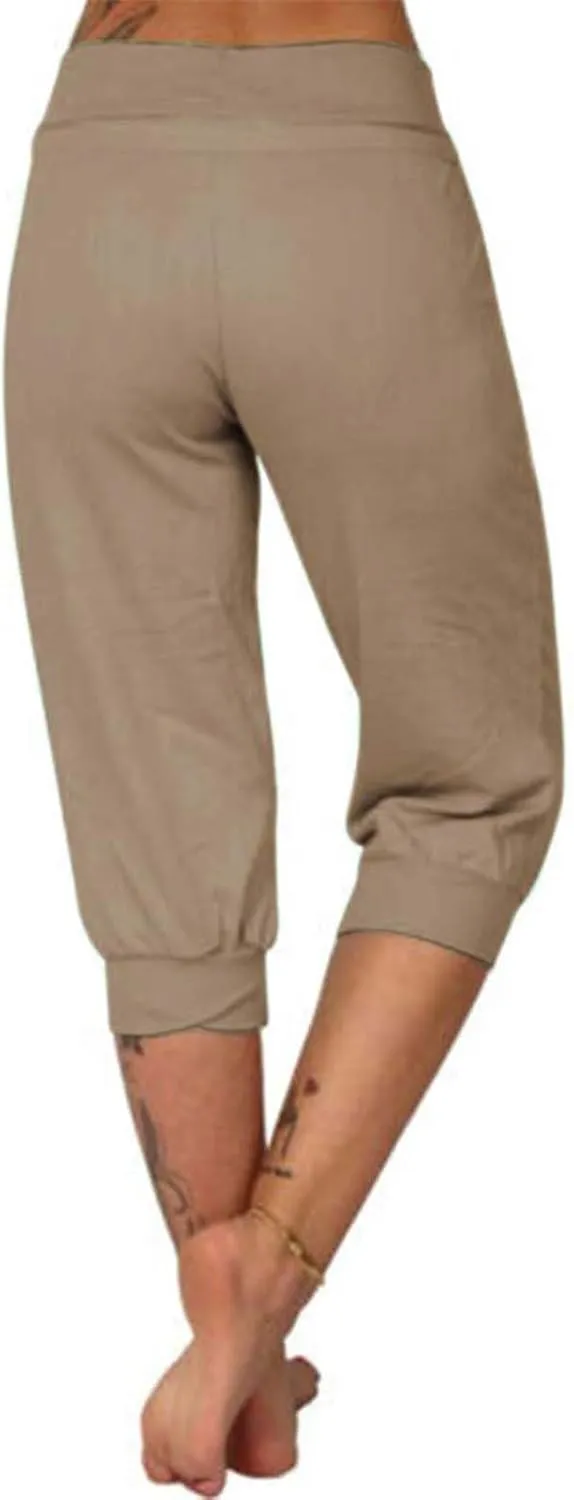Wankang Sweatpants Capri Pants for Women Cropped Jogger Running Pants Lounge Loose Fit Drawstring Waist Trousers with Pockets