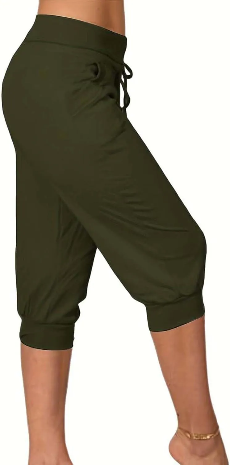 Wankang Sweatpants Capri Pants for Women Cropped Jogger Running Pants Lounge Loose Fit Drawstring Waist Trousers with Pockets