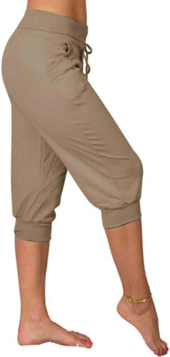 Wankang Sweatpants Capri Pants for Women Cropped Jogger Running Pants Lounge Loose Fit Drawstring Waist Trousers with Pockets