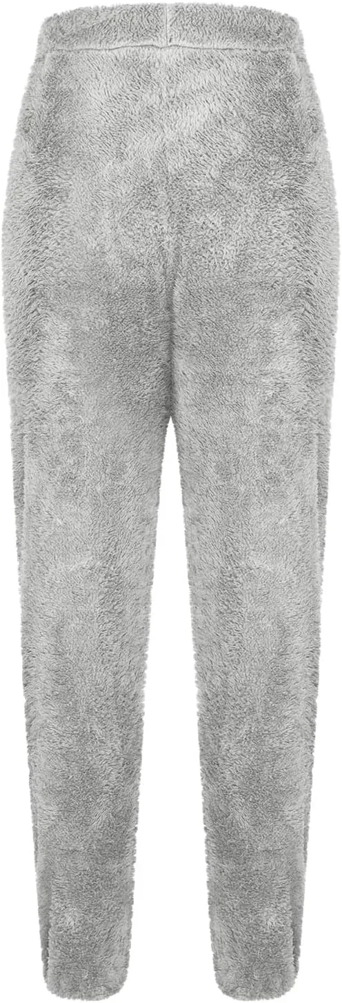 Warm Pants for Women Solid Color Double Faced Fleece Lounge Pants Comfortable Soft Fuzzy Trousers Winter Sleeppant