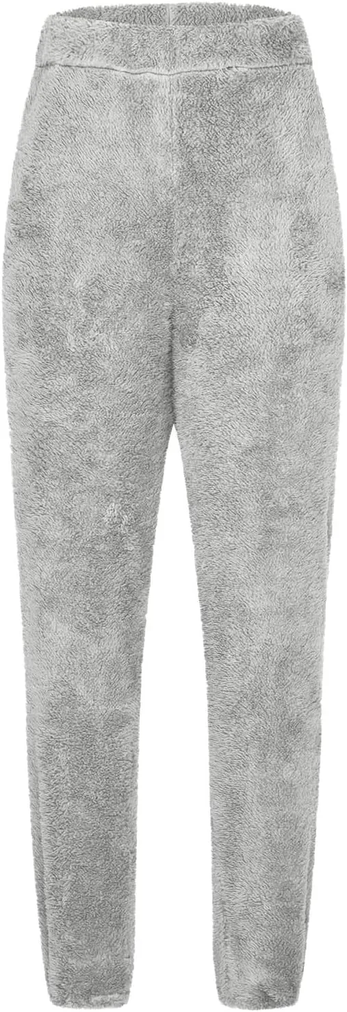 Warm Pants for Women Solid Color Double Faced Fleece Lounge Pants Comfortable Soft Fuzzy Trousers Winter Sleeppant