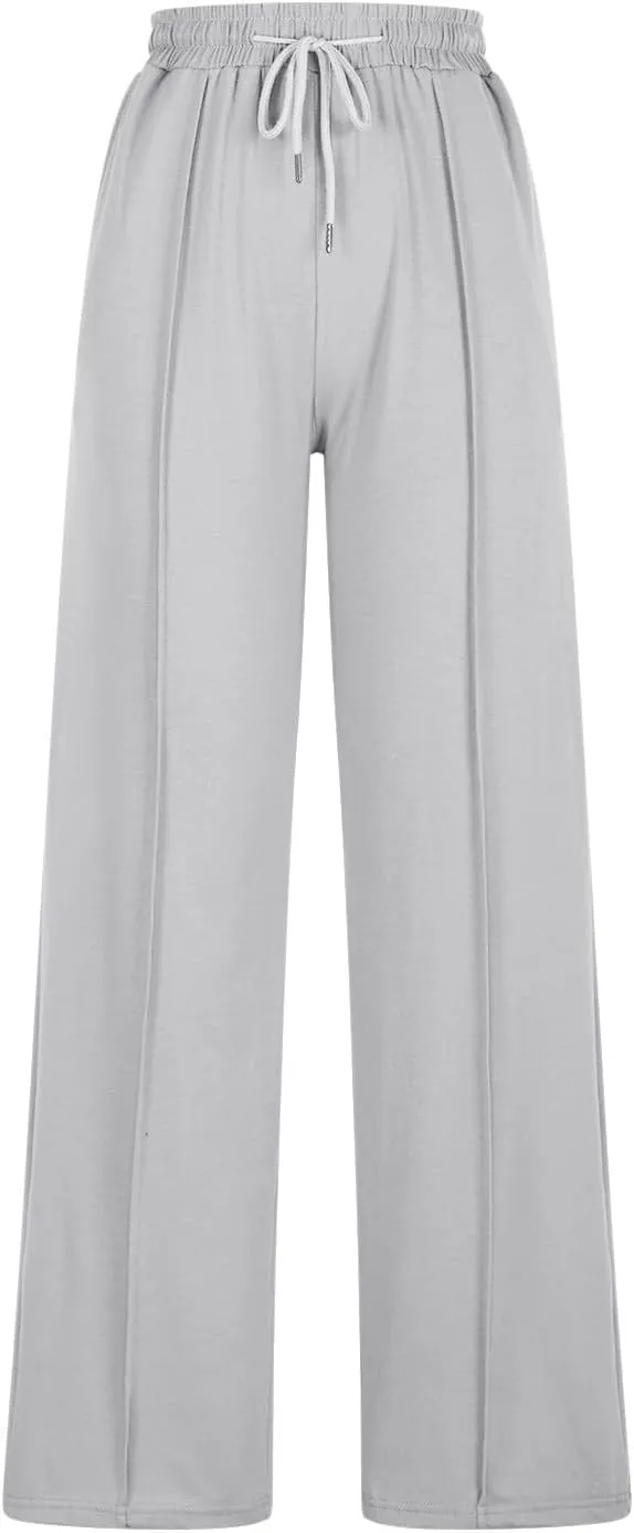 Wide Leg Sweatpants Women 2025 Baggy Drawstring Elastic Waist Straight Trousers Oversized Lounge Joggers Pants Pocket