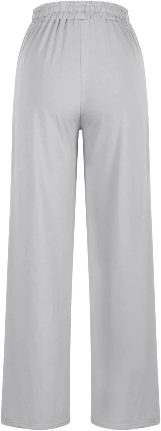 Wide Leg Sweatpants Women 2025 Baggy Drawstring Elastic Waist Straight Trousers Oversized Lounge Joggers Pants Pocket