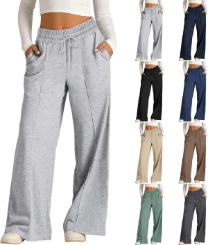 Wide Leg Sweatpants Women 2025 Baggy Drawstring Elastic Waist Straight Trousers Oversized Lounge Joggers Pants Pocket