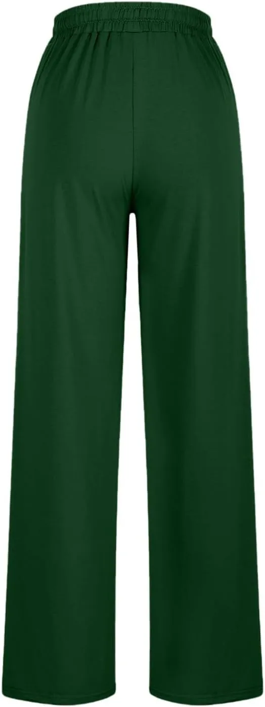 Wide Leg Sweatpants Women 2025 Baggy Drawstring Elastic Waist Straight Trousers Oversized Lounge Joggers Pants Pocket