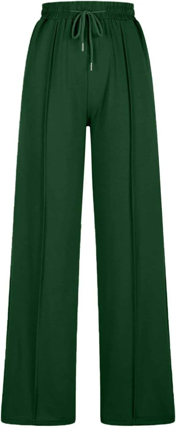 Wide Leg Sweatpants Women 2025 Baggy Drawstring Elastic Waist Straight Trousers Oversized Lounge Joggers Pants Pocket
