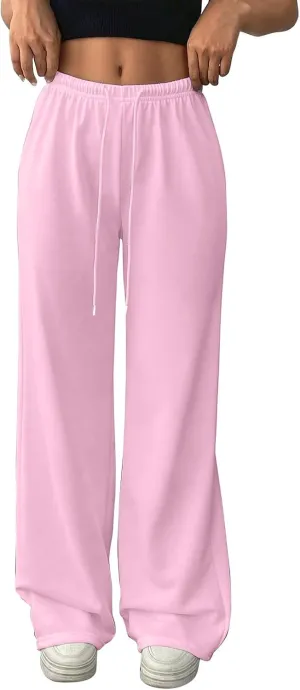 Wide Leg Sweatpants Women Baggy Drawstring High Waisted Fleece Sweat Pants Casual Loose Comfy Joggers with Pockets