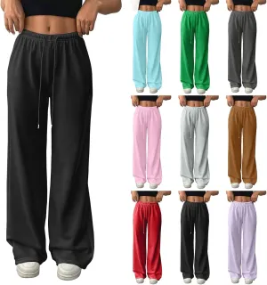 Wide Leg Sweatpants Women Baggy Drawstring High Waisted Fleece Sweat Pants Casual Loose Comfy Joggers with Pockets