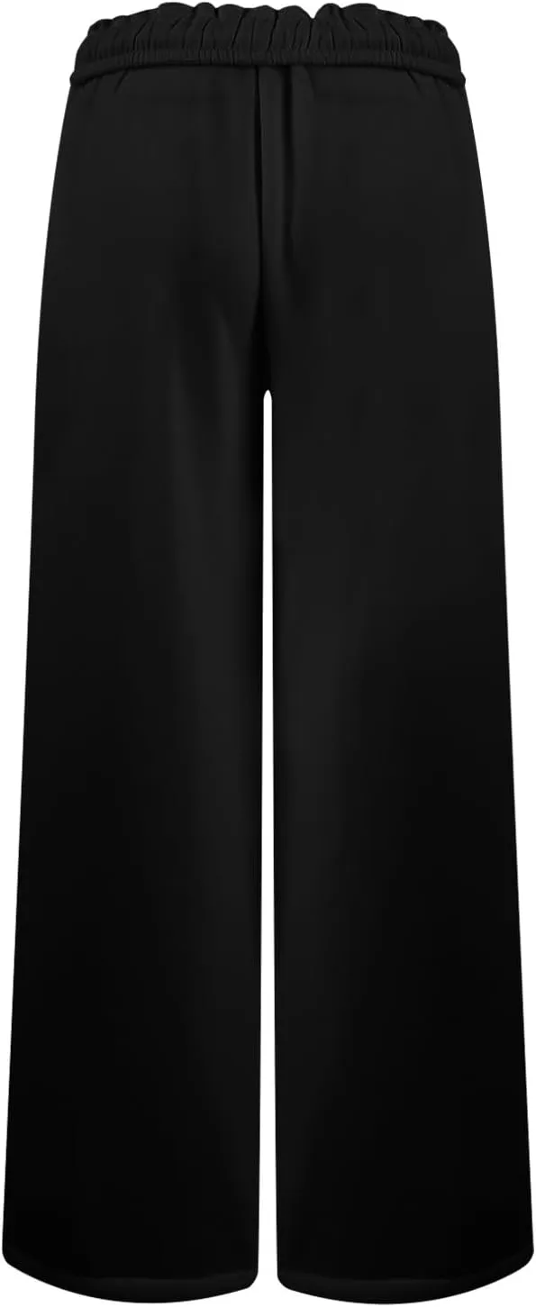 Wide Leg Sweatpants Women Baggy Fleece Drawstring High Waisted Lounge Pants with Pockets Casual Athletic Pants
