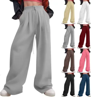 Wide Leg Sweatpants Women Oversized Drawstring High Waisted Baggy Palazzo Pants Casual Jogger Pants with Pockets
