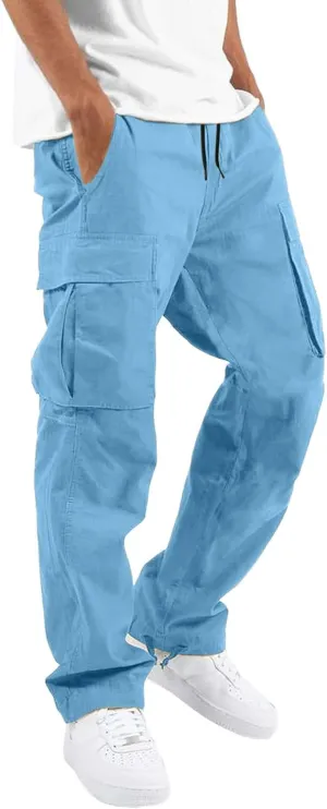 Wild Cargo Pants for Men Baggy Casual Joggers Athletic Pants Hiking Trousers Outdoor Wearing Work Track Pants with Pockets