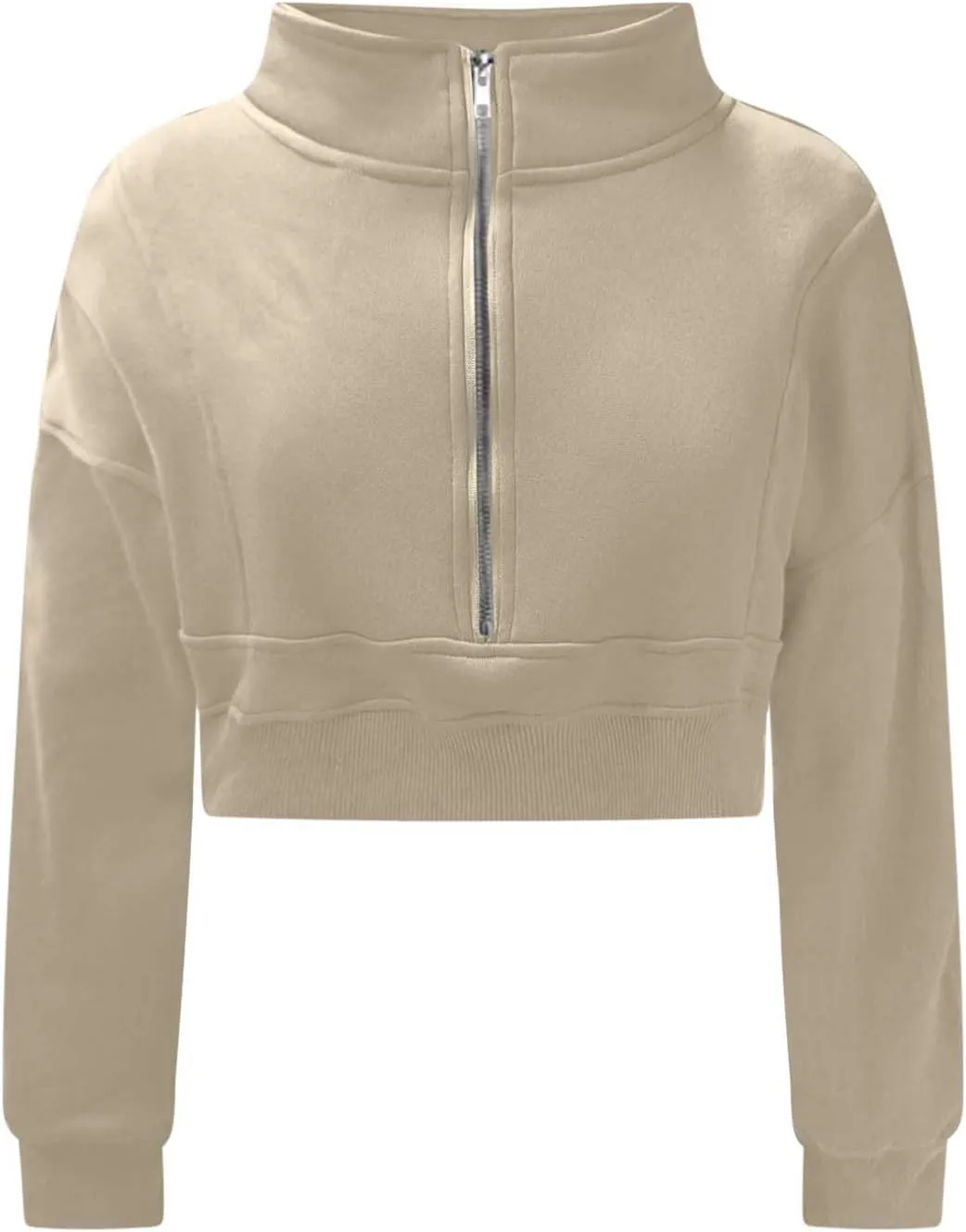 Women Fall Fashion 2024 Cropped Sweatshirt Half Zip Casual Long Sleeve Fleece Quarter Zipper Pullover Y2k Workout Top