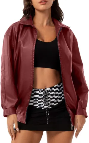 Women Faux Leather Jackets Fall Fashion Motorcycle Blazer Jackets Winter Outfits Clothes 2024 Moto Biker Outwear Coat