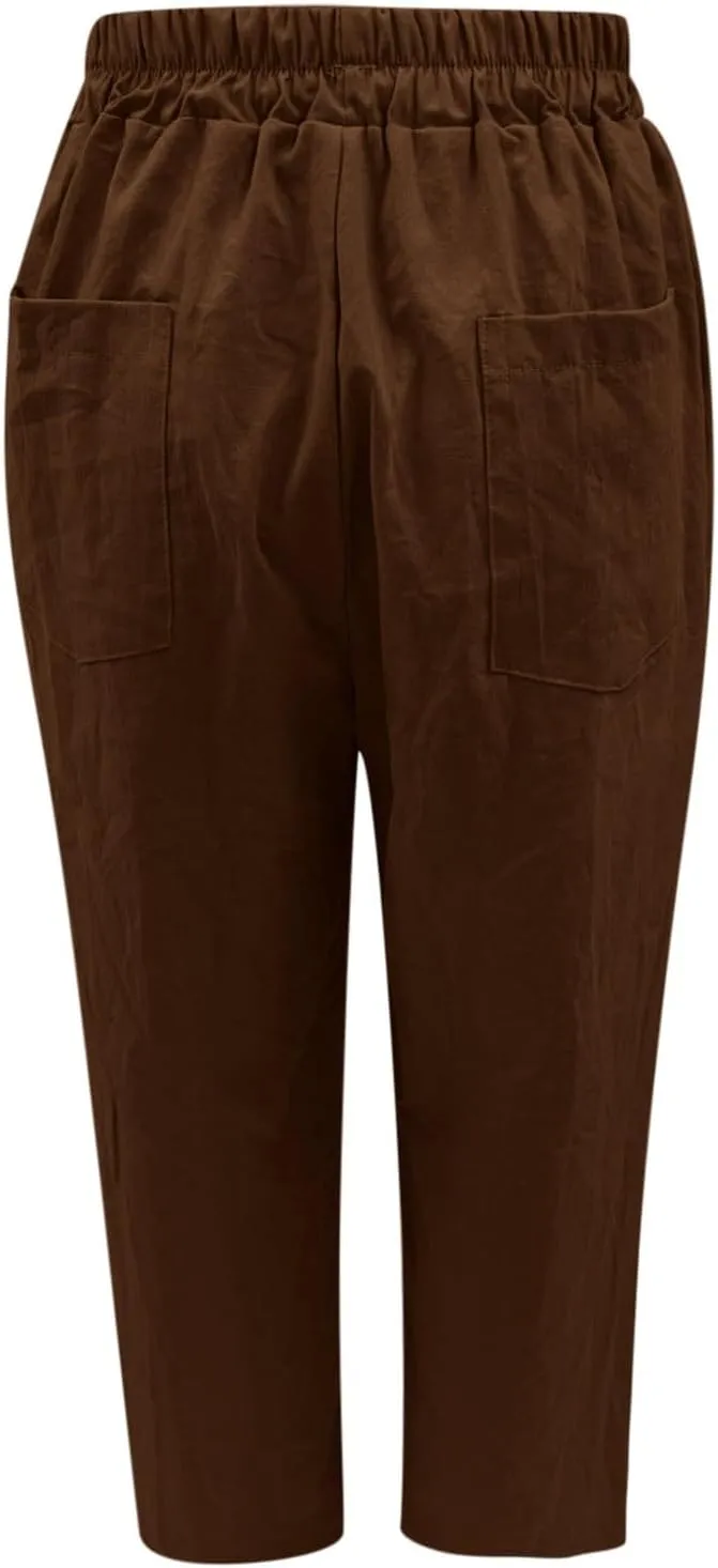 Women High Waisted Wide Leg Pants Fashion Drawstring Elastic Trousers Comfy Straight Leg Long Pants with Pockets