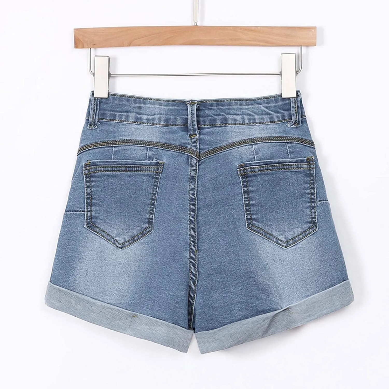 Women Jean Short Ripped Hot Shorts Comfy Stretchy Women Fringed Denim Shorts with Pockets