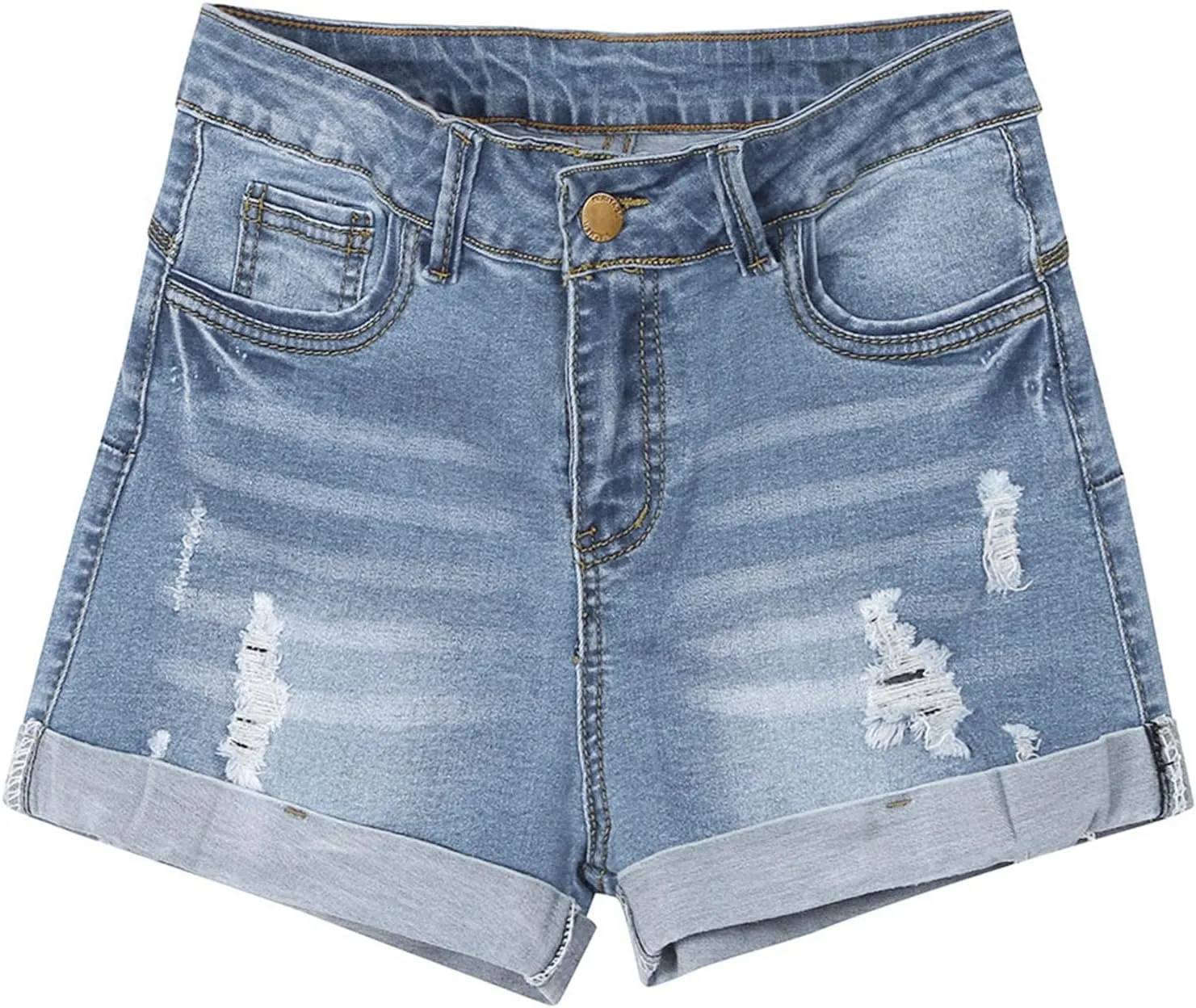 Women Jean Short Ripped Hot Shorts Comfy Stretchy Women Fringed Denim Shorts with Pockets
