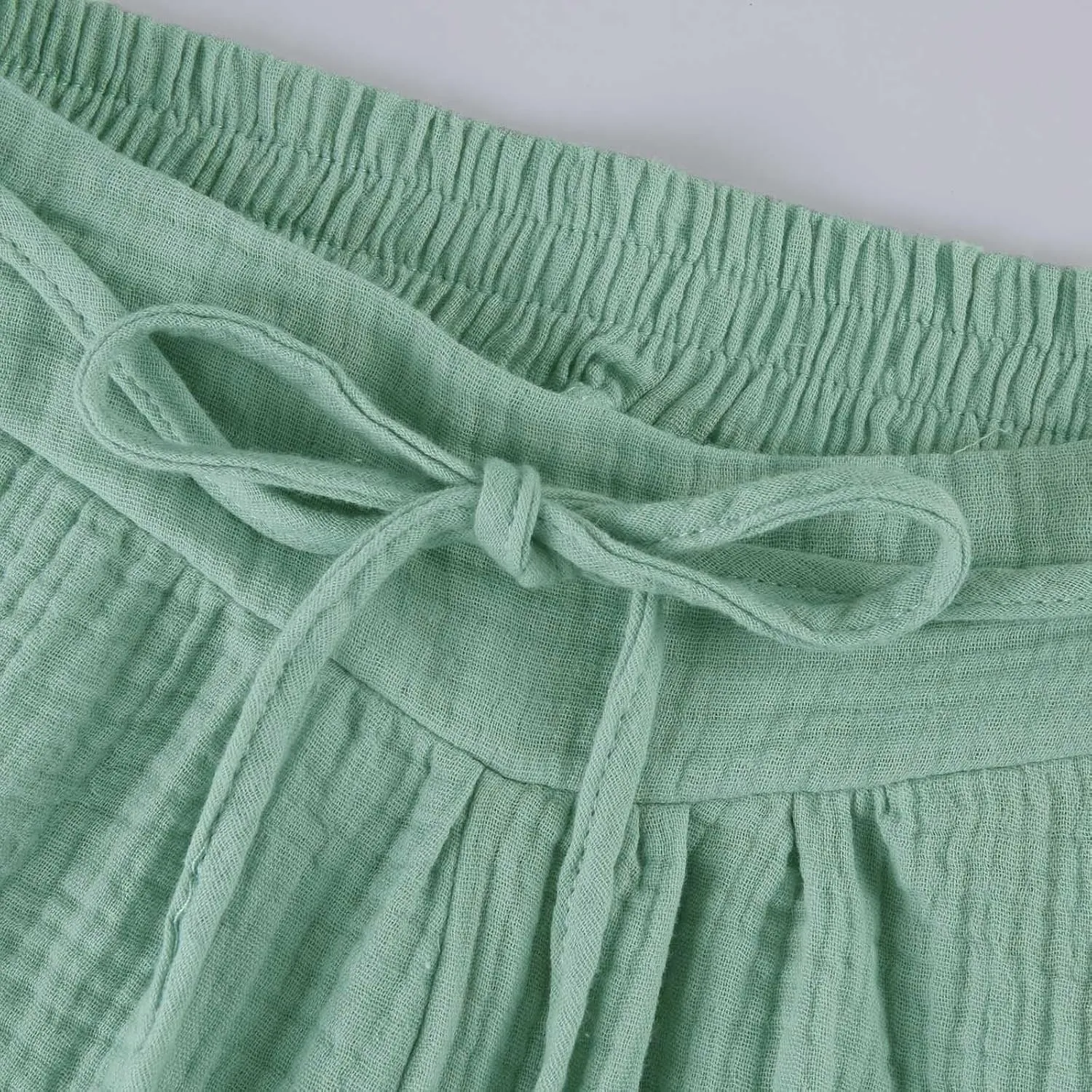 Women Linen Pants Wide Leg Casual Palazzo Beach Summer Drawstring Waist Cotton Linen Trousers Lounge with Pockets