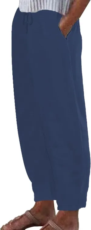 Women Linen Pants Wide Leg Casual Palazzo Trousers Cotton Linen Lounge Beach Summer Pants with Pockets