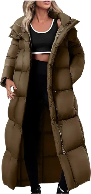 Women Winter Coats Plus Size Long Puffer Jackets Casual Oversized Thicken Down Coats Long Sleeve Overcoats