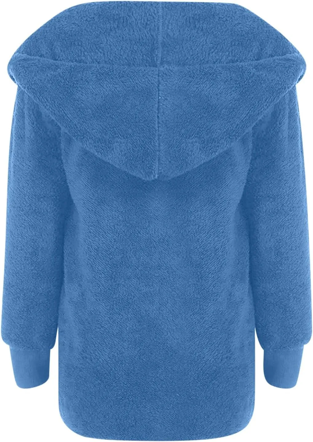 Womens 2023 Winter Long Sleeve Solid Fuzzy Fleece Open Front Hooded Cardigans Jacket Coats