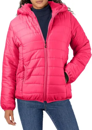 Womens 2024 Classic Solid Quilted Puffer Coat Long Sleeve Zipper Hooded Down Coat Insulated Casual Fitted Outwear