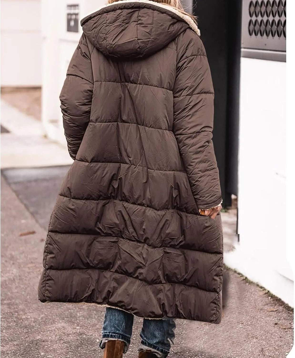 Women's 2024 Winter Fashion Shearling Fleece Long Coats Jackets Clothes Sherpa Padded Down Jackets Full Zip