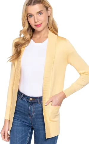 Women's Basic Longline Long Sleeve Open Front Sweater Cardigan Jacket